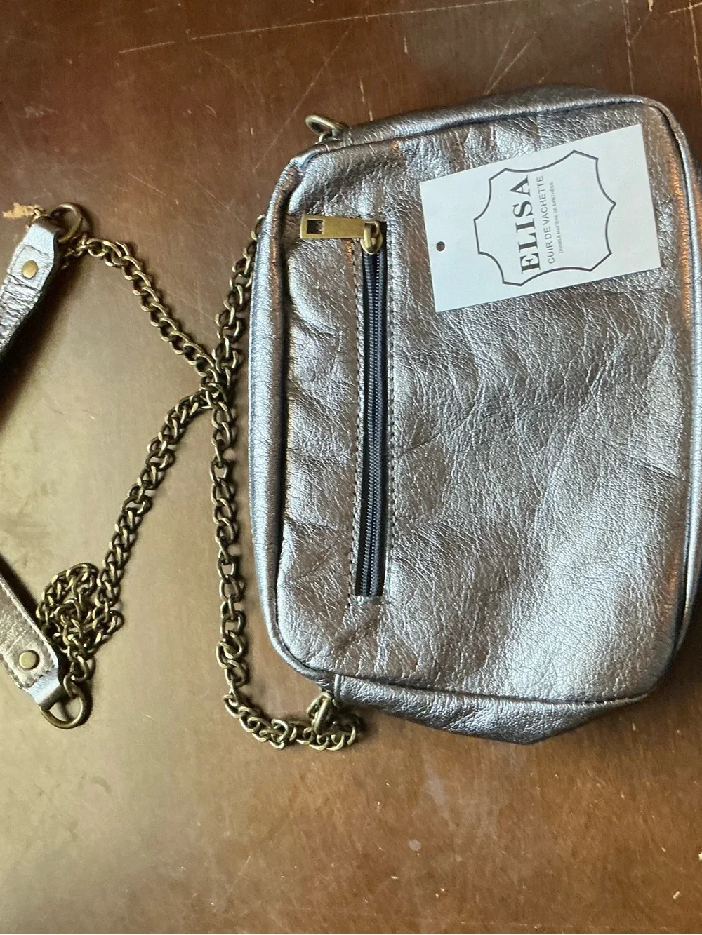 Metallic Silver Crossbody Bag